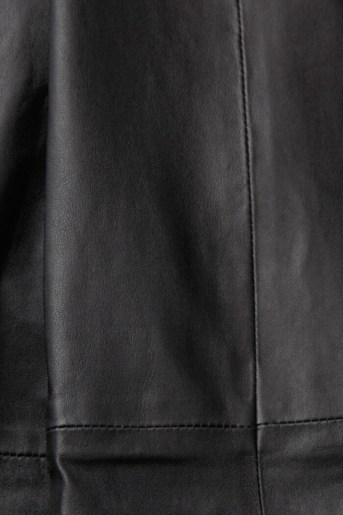 Mid-rise split hem leather trousers, BLACK, detail image number 1