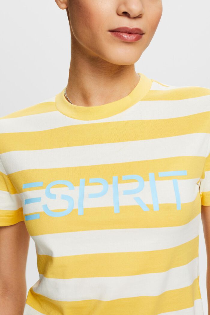 Striped Logo Cotton T-Shirt, SUNFLOWER YELLOW, detail image number 3
