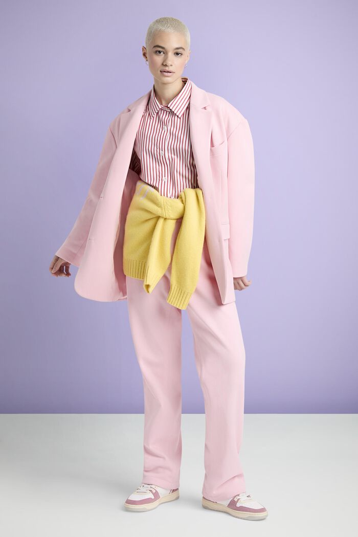 超大廓形針織西裝外套, 淺粉紅色, detail image number 2