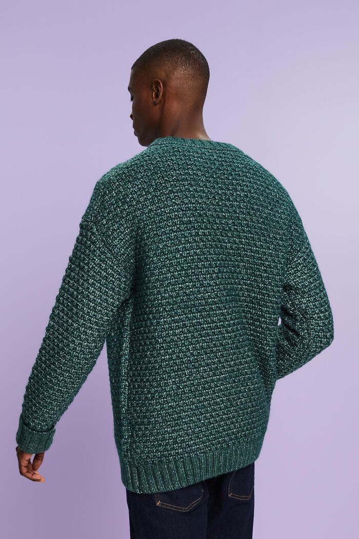 Chunky Knit Crewneck Sweater, EMERALD GREEN, detail image number 2