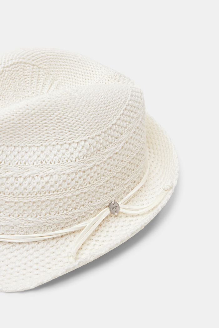 Knit Fedora Hat, OFF WHITE, detail image number 1