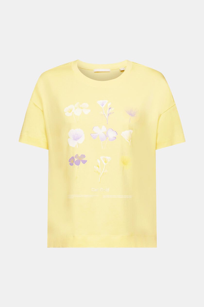 胸前花卉印花T恤