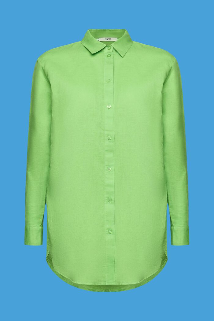 ‌棉麻混紡女裝襯衫, 綠色, detail image number 6