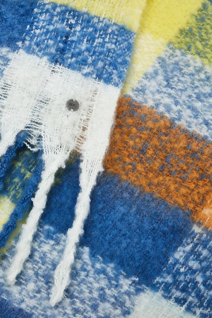 格紋圈紗圍巾, 藍色, detail image number 1