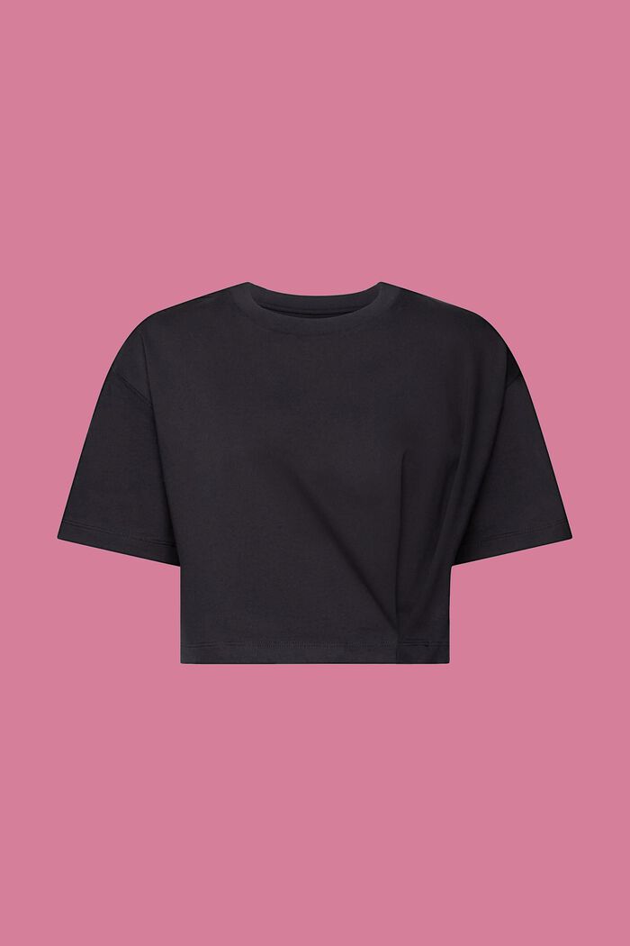 Cropped Jersey Crewneck T-shirt, BLACK, detail image number 6