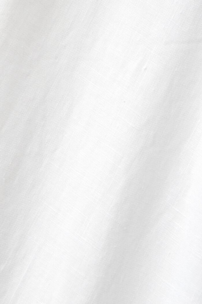 亞麻短袖女裝襯衫, 白色, detail image number 5
