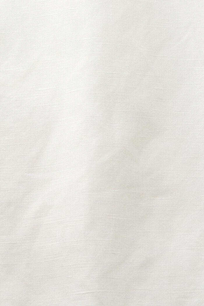 亞麻混紡短款女裝恤衫, 白色, detail image number 4