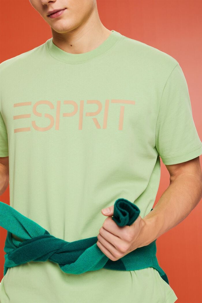‌超大廓形棉質平織布LOGO標誌T恤, 淺綠色, detail image number 3