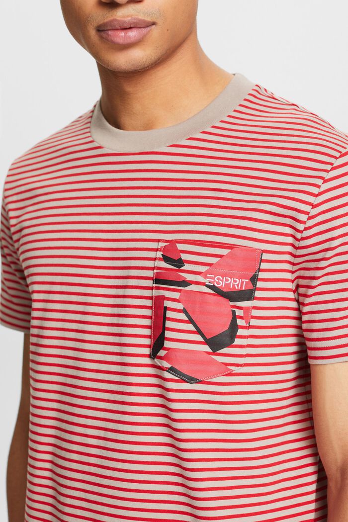 Striped Cotton Jersey T-Shirt, DARK RED, detail image number 3