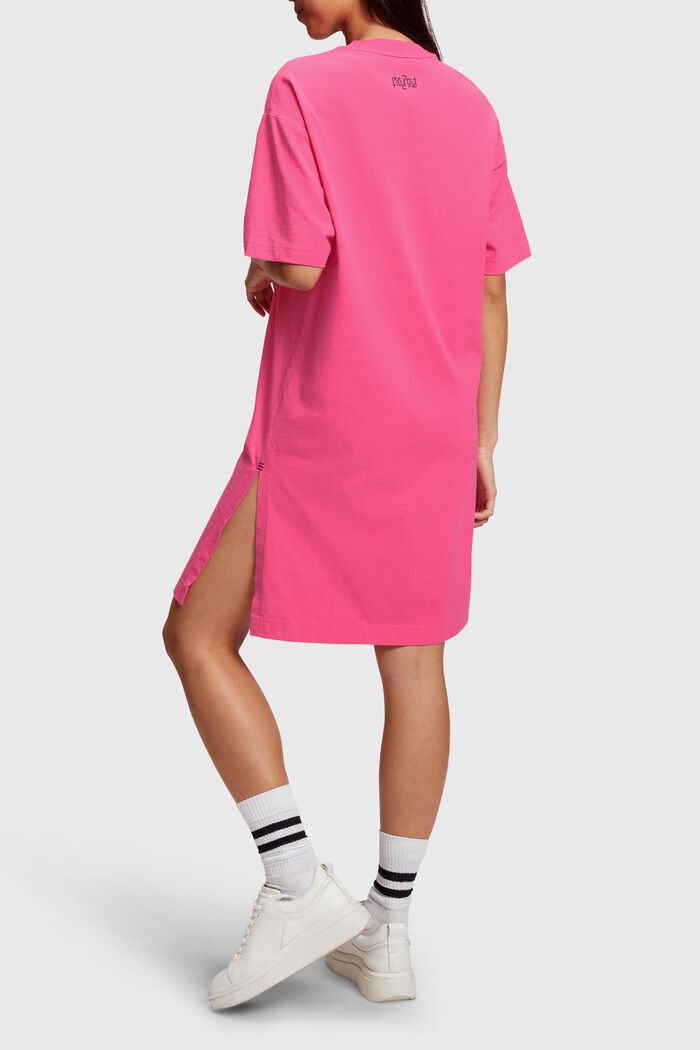 側面開衩標誌 T 恤連身裙, 粉紅色, detail image number 1