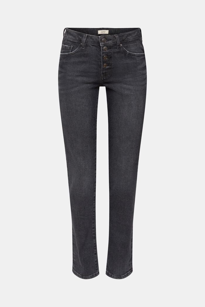 Mid-rise slim fit jeans with buttons, BLACK MEDIUM WASHED, detail image number 2