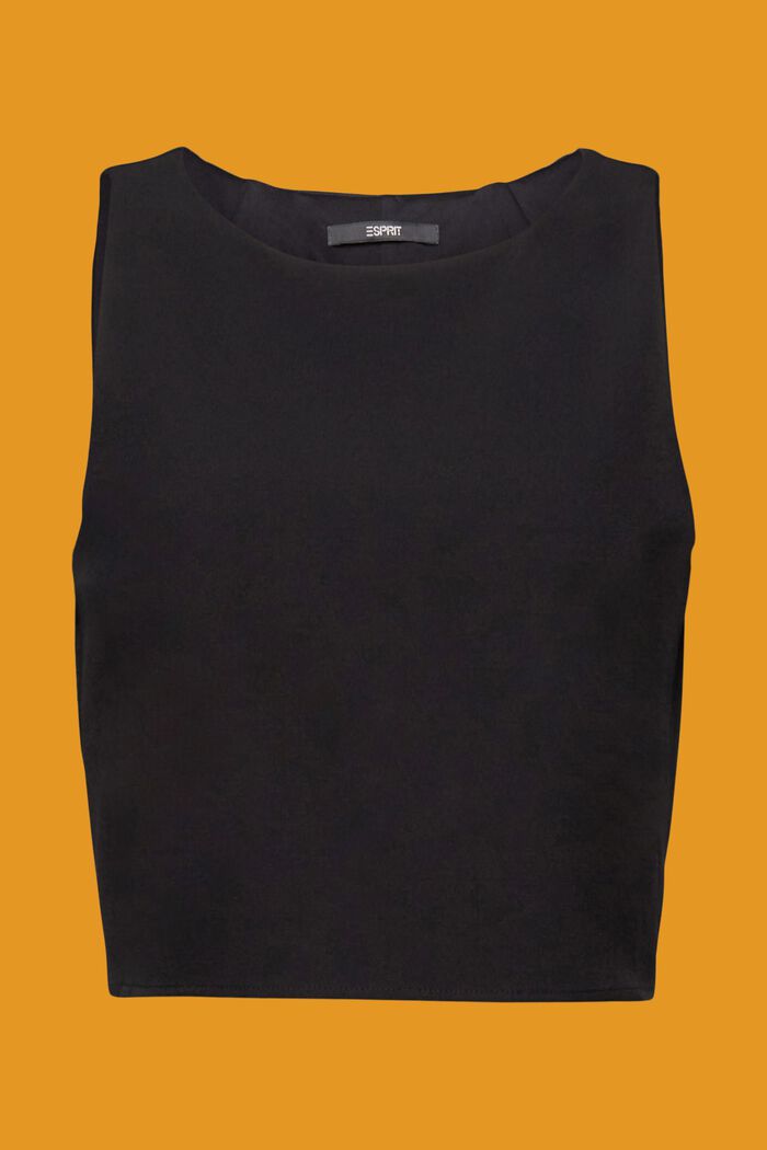 短款無袖女裝恤衫, 黑色, detail image number 5