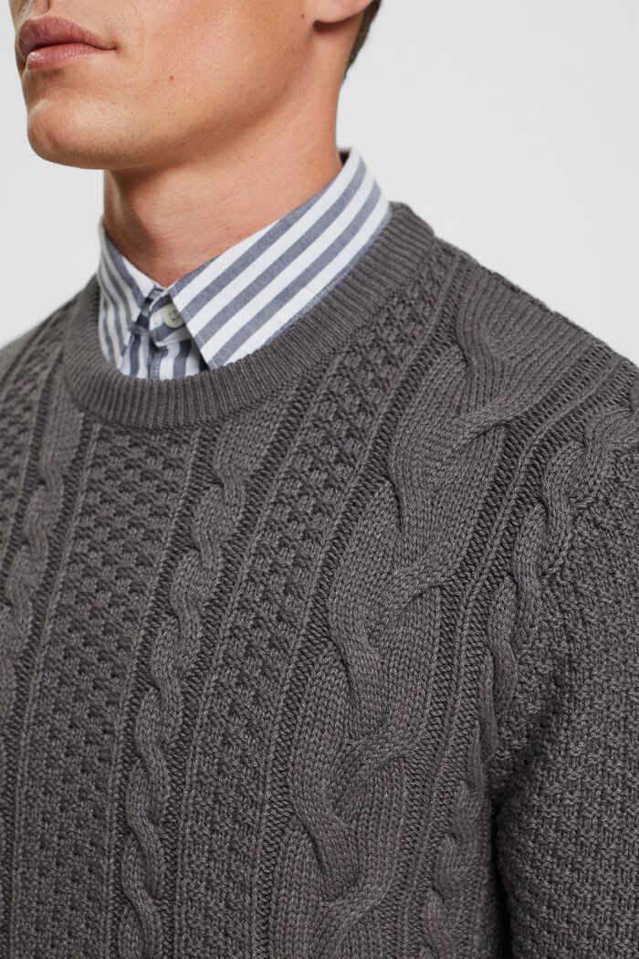 Cable knit jumper, DARK GREY, detail image number 0