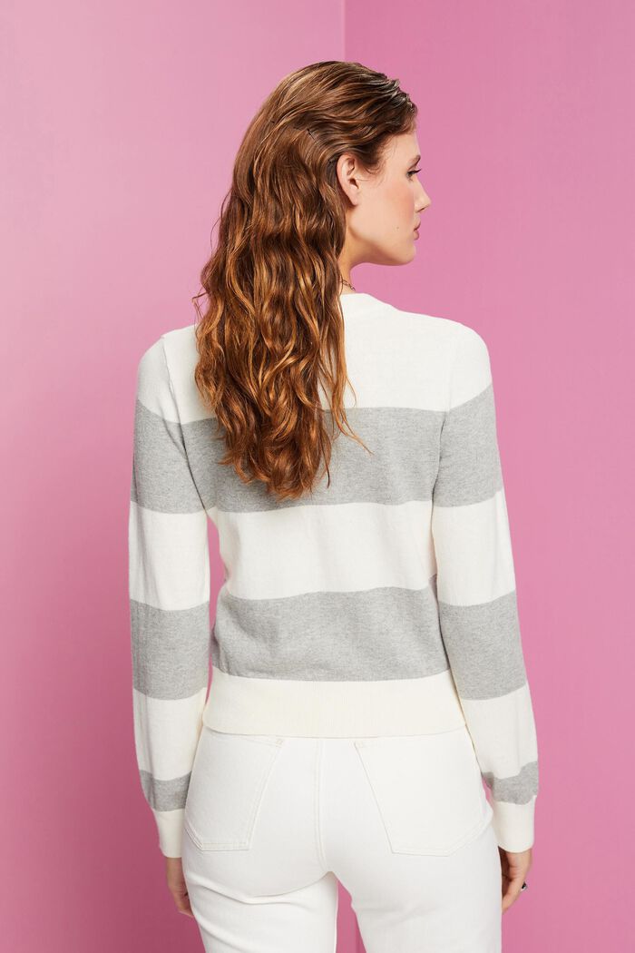 Striped cotton jumper with cashmere, LIGHT GREY, detail image number 3