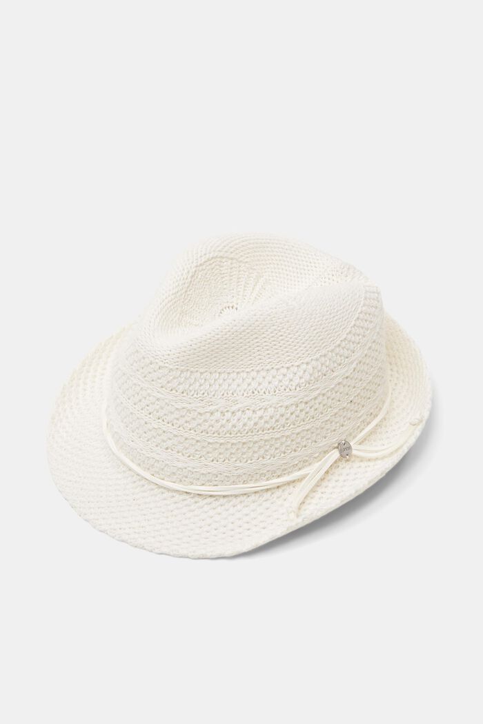 Knit Fedora Hat, OFF WHITE, detail image number 0