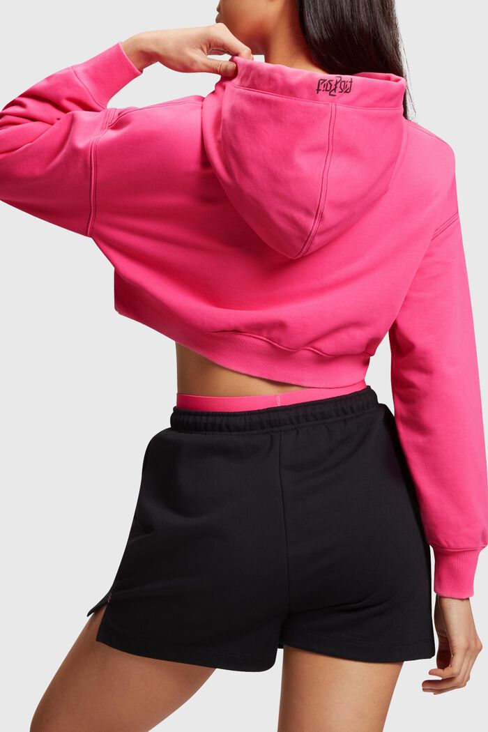 短身螢光標誌連帽衛衣, 粉紅色, detail image number 1