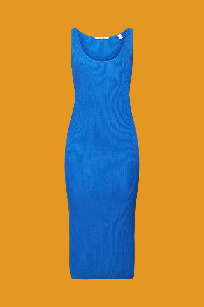 ‌亞麻混紡羅紋針織連身裙, 藍色, detail image number 8