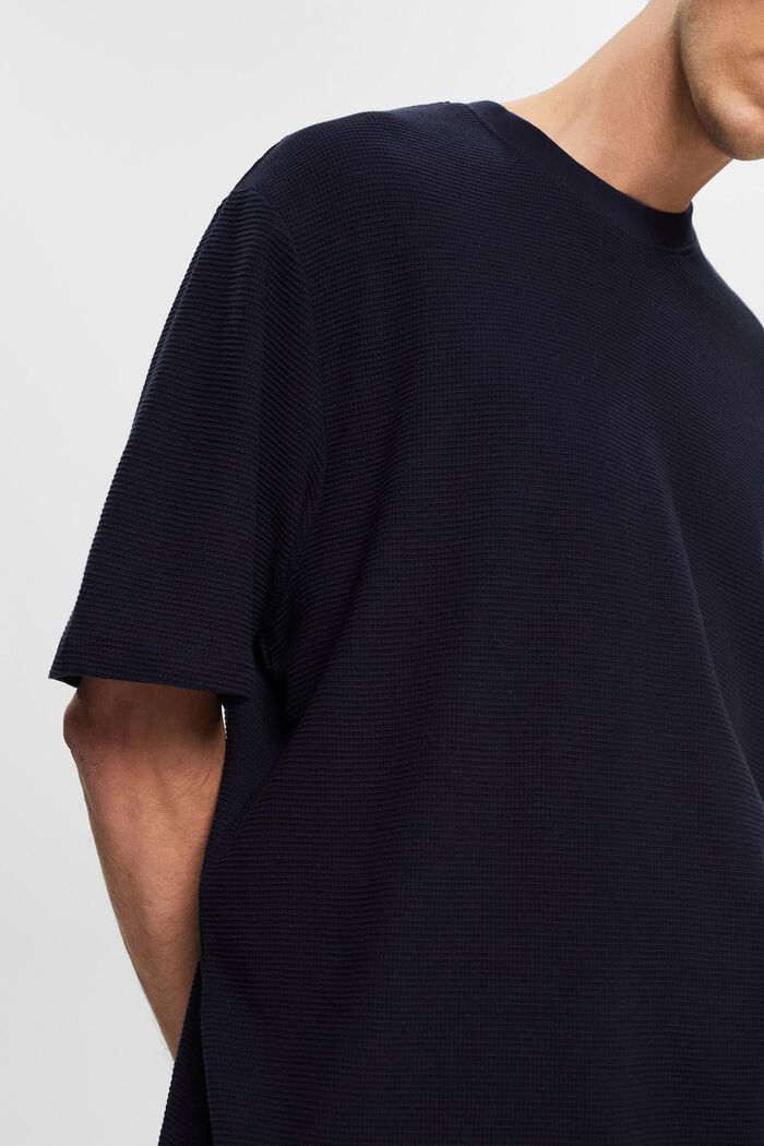 紋理平織布T恤, 海軍藍, detail image number 2