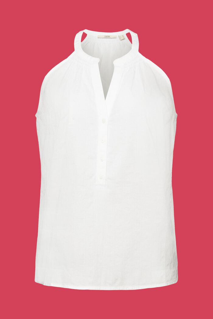 100%纯棉無袖女裝恤衫, 白色, detail image number 6