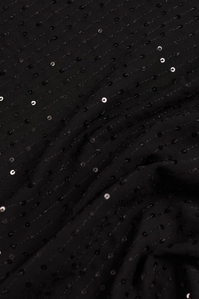 亮片縐綢雪紡恤衫, 黑色, detail image number 5
