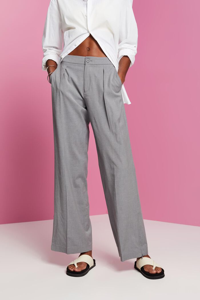 Split hem trousers with zip, LIGHT GREY, detail image number 0