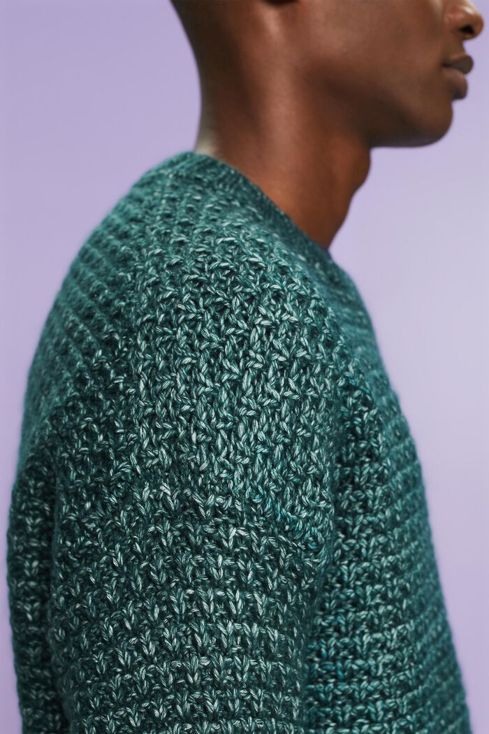 Chunky Knit Crewneck Sweater, EMERALD GREEN, detail image number 3