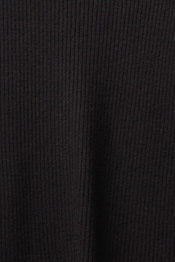 Roll neck ribbed viscose sweater, BLACK, detail image number 1