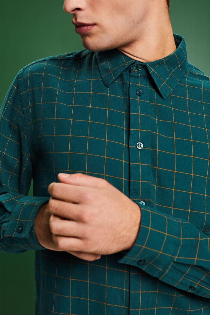 ‌格紋法蘭絨標準版型恤衫, 翡翠綠, detail image number 3