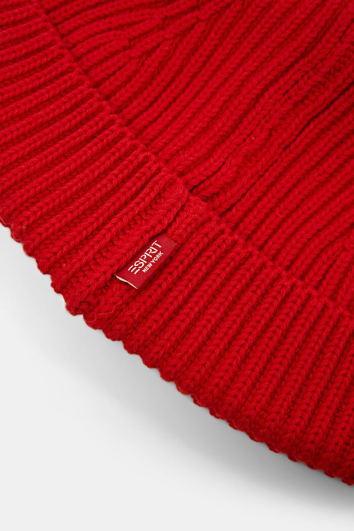 100%純棉羅紋針織圓帽, 紅色, detail image number 1