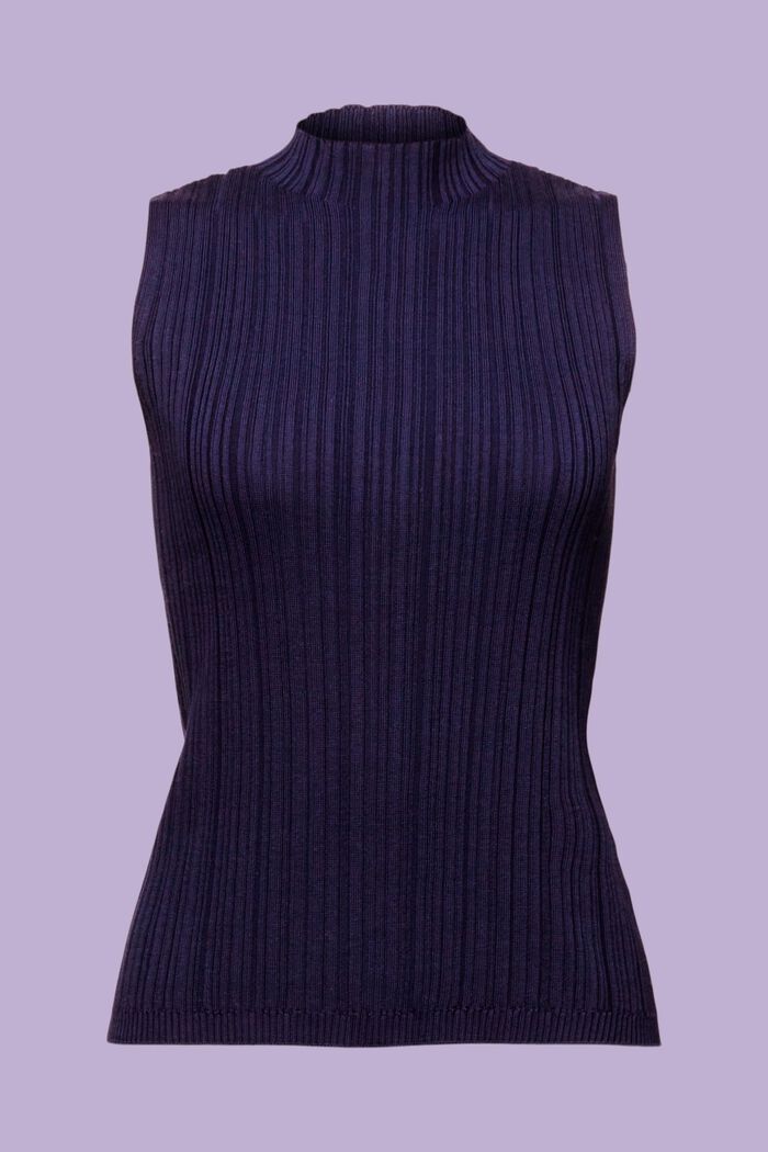 Ribbed Sleeveless Sweater, NAVY, detail image number 7