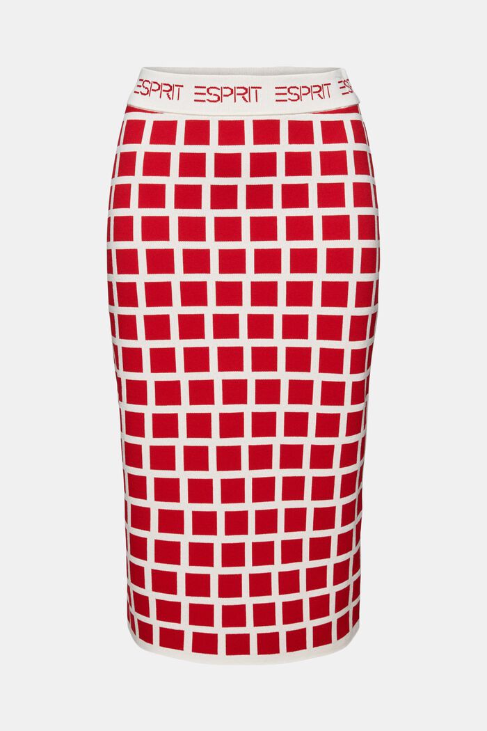 LOGO標誌提花中長款半身裙, 深紅色, detail image number 6