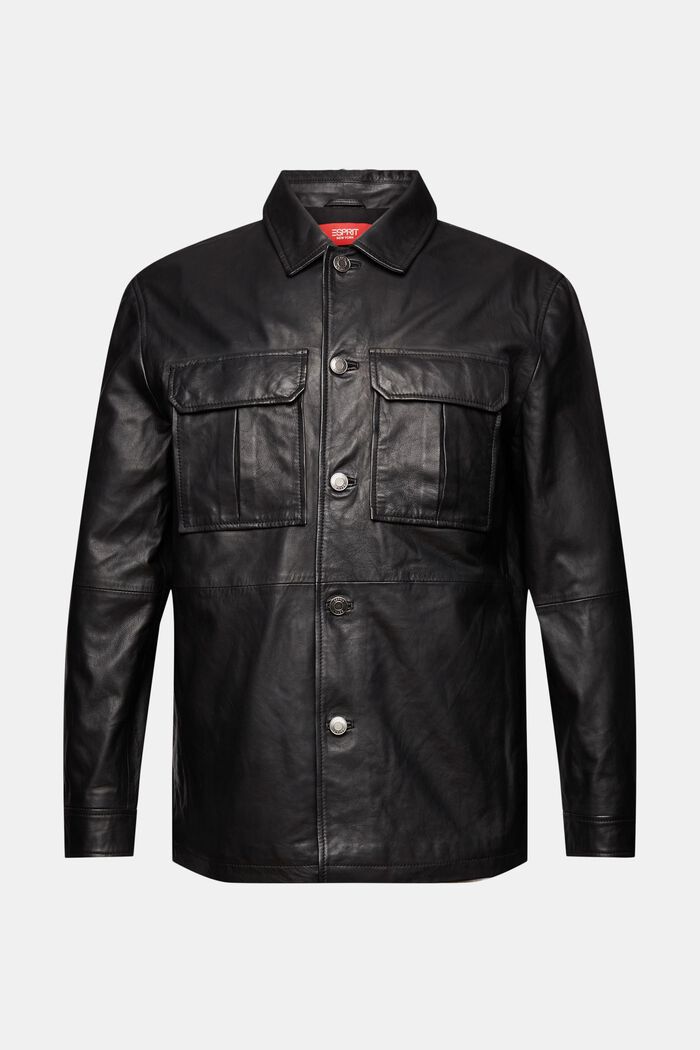 皮革恤衫式夾克, 黑色, detail image number 8