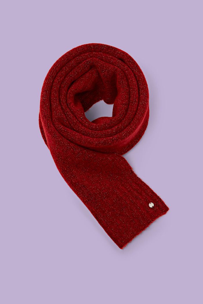 ‌馬海毛羊毛混紡圍巾, 深紅色, detail image number 0
