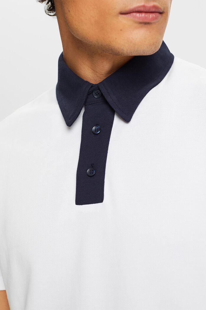 Cotton Pique Polo Shirt, WHITE, detail image number 3