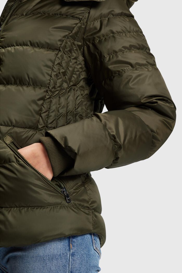 Hooded Quilted Puffer Jacket, DARK KHAKI, detail image number 3