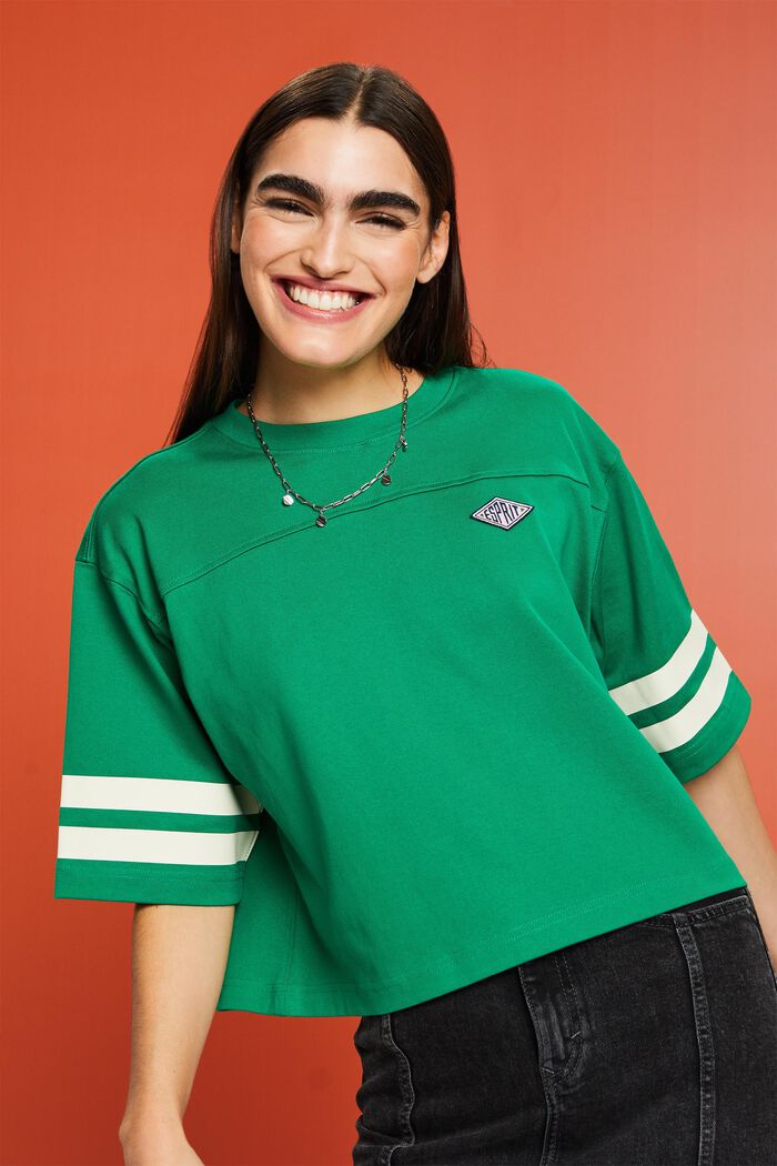 短款Varsity學院風LOGO橄欖球T恤, 翡翠綠, detail image number 5