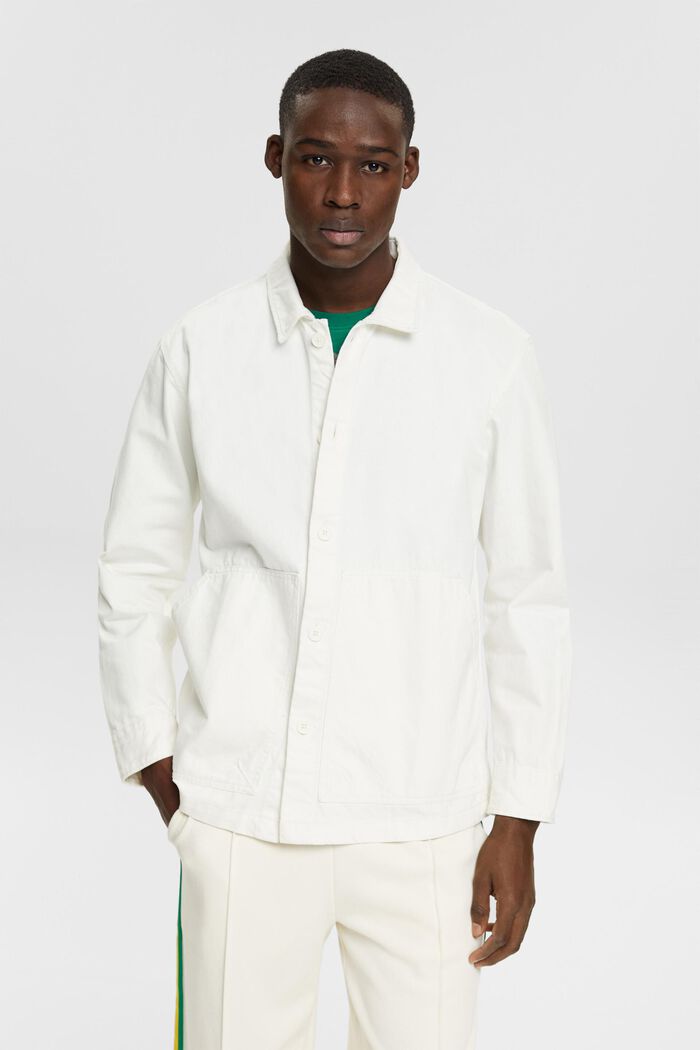 有機棉恤衫式外套, 白色, detail image number 0