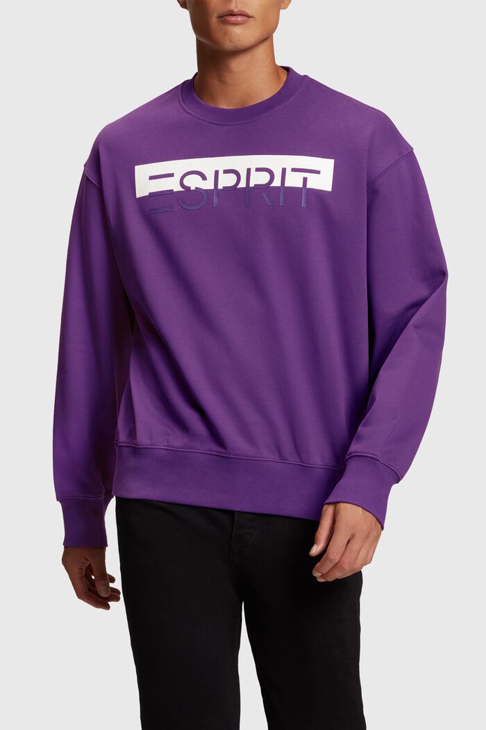 Matte shine logo applique sweatshirt, DARK PURPLE, detail image number 0