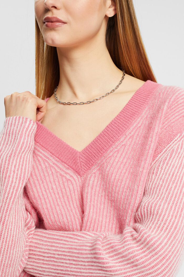 Two-tone jumper with alpaca, PINK, detail image number 2
