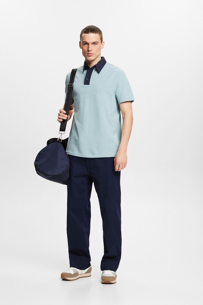 Cotton Pique Polo Shirt, LIGHT BLUE, detail image number 1