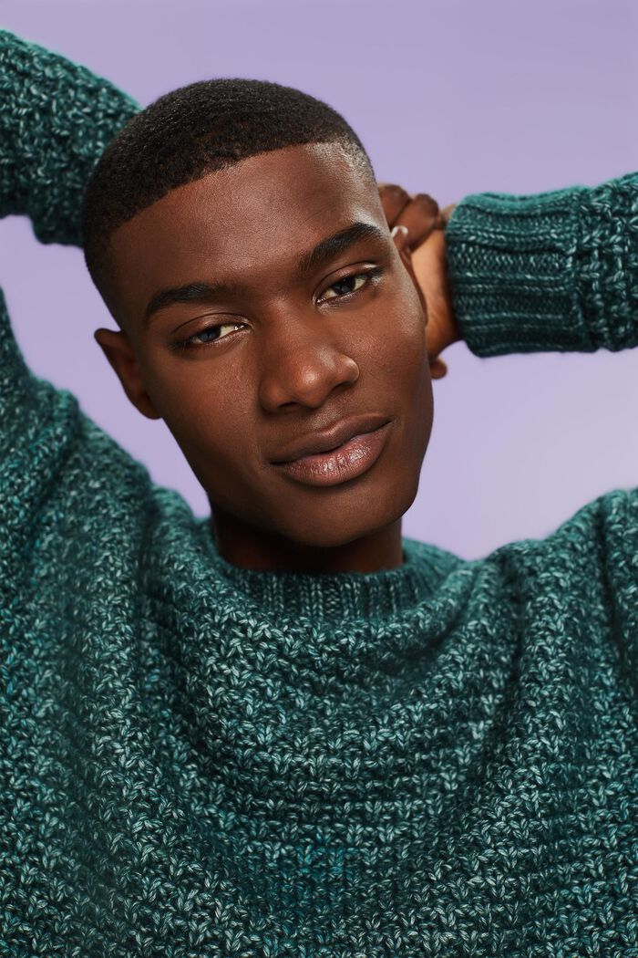 Chunky Knit Crewneck Sweater, EMERALD GREEN, detail image number 4