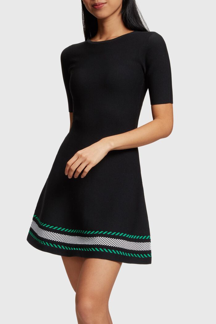 Seamless knit mini dress, BLACK, detail image number 0