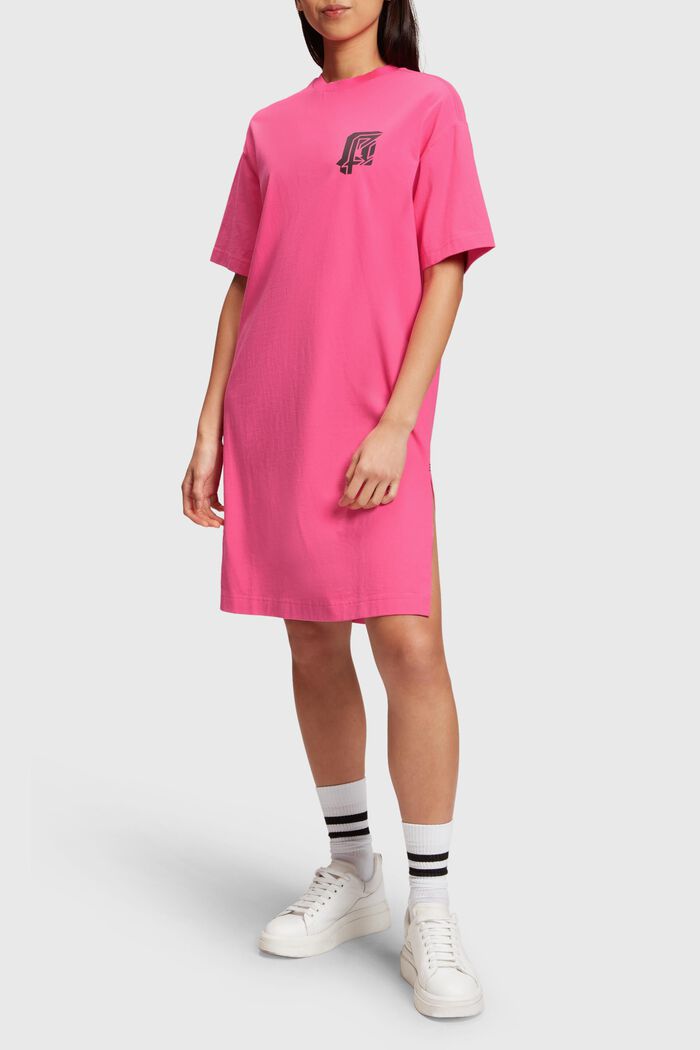 側面開衩標誌 T 恤連身裙, 粉紅色, detail image number 0