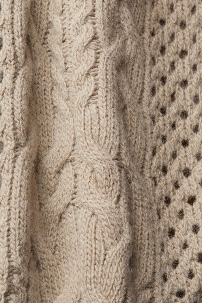 絞花針織毛衣, 淺灰褐色, detail image number 4