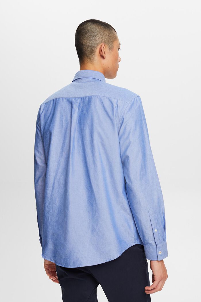 ‌棉質府綢扣角領恤衫, 藍色, detail image number 3