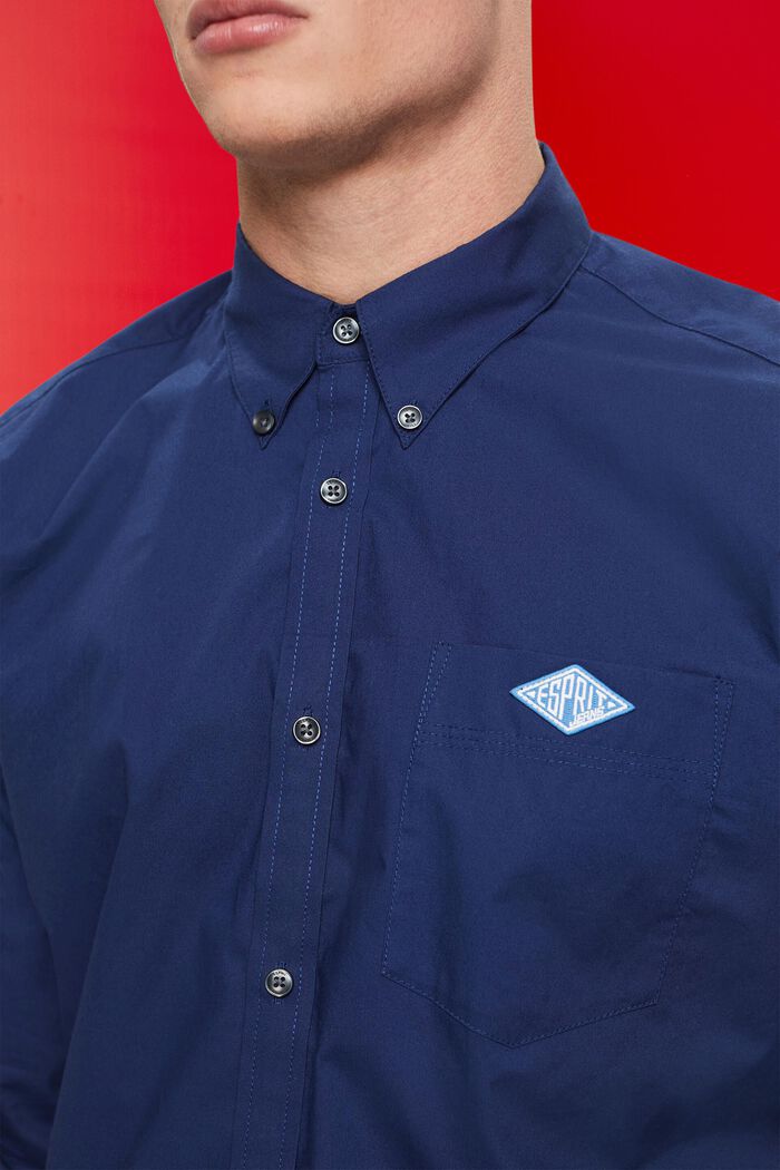棉質扣角領恤衫, 海軍藍, detail image number 2
