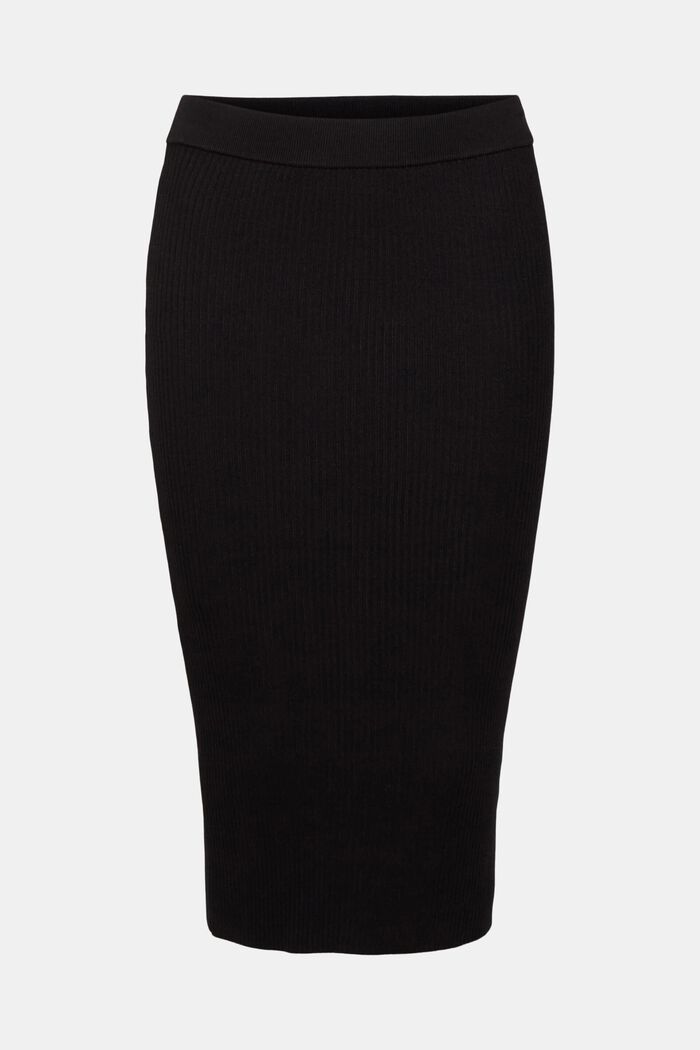 螺紋針織鉛筆裙, 黑色, detail image number 6