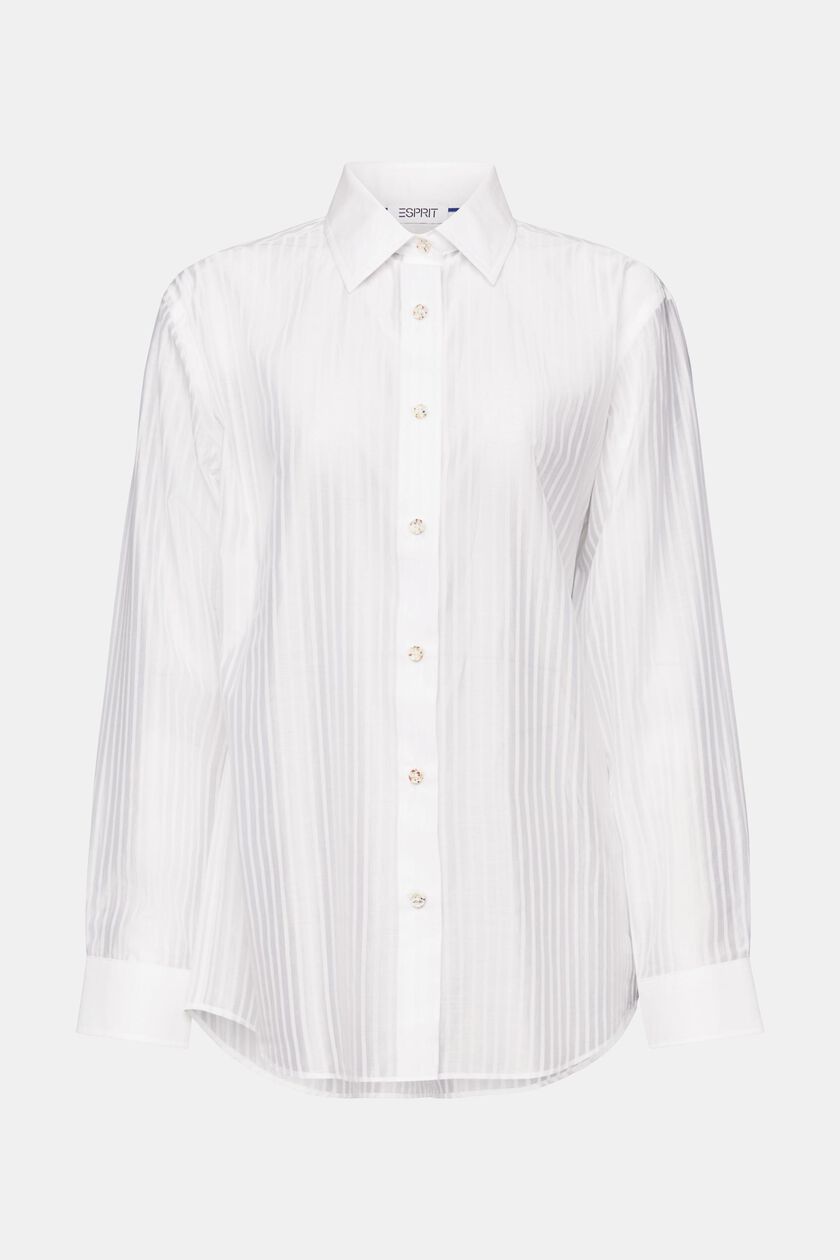 Sheer Striped Button-Down Shirt