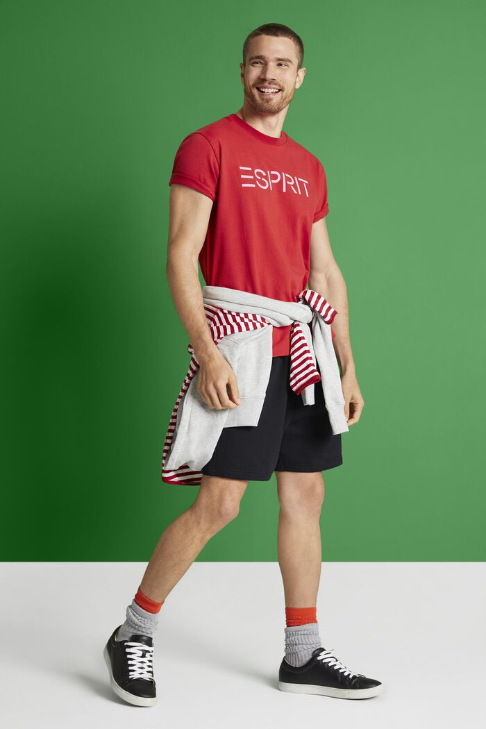 100%純棉厚平織布LOGO標誌T恤, 紅色, detail image number 1