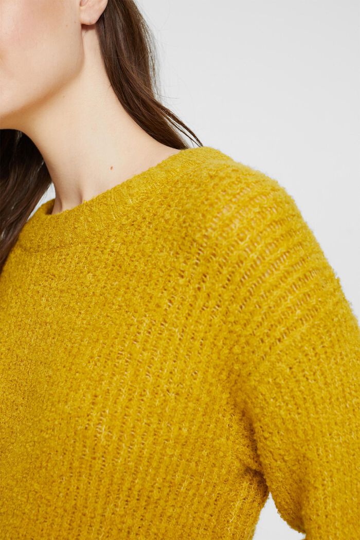Bouclé jumper with wool and alpaca, DUSTY YELLOW, detail image number 0